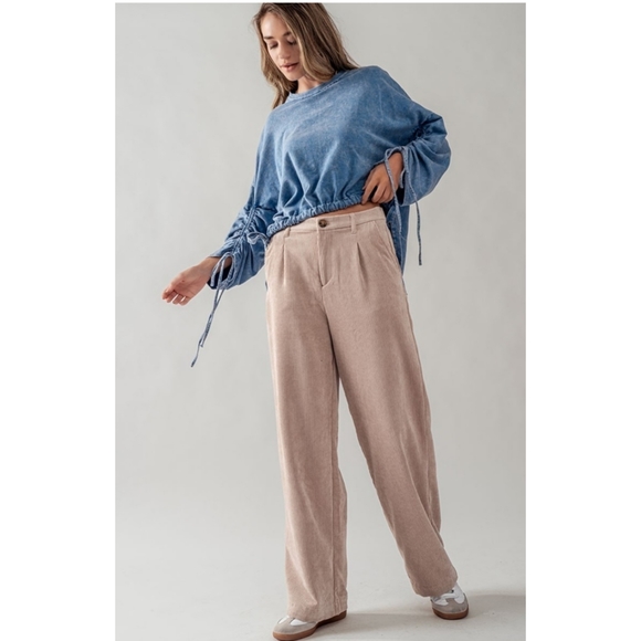 JUNIORS ELASTIC BACK WAIST CORDUROY PANTS - Picture 6 of 9
